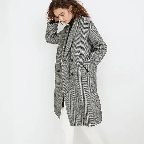Madewell Woodhull Herringbone Coat M NWT - Picture 3 of 9